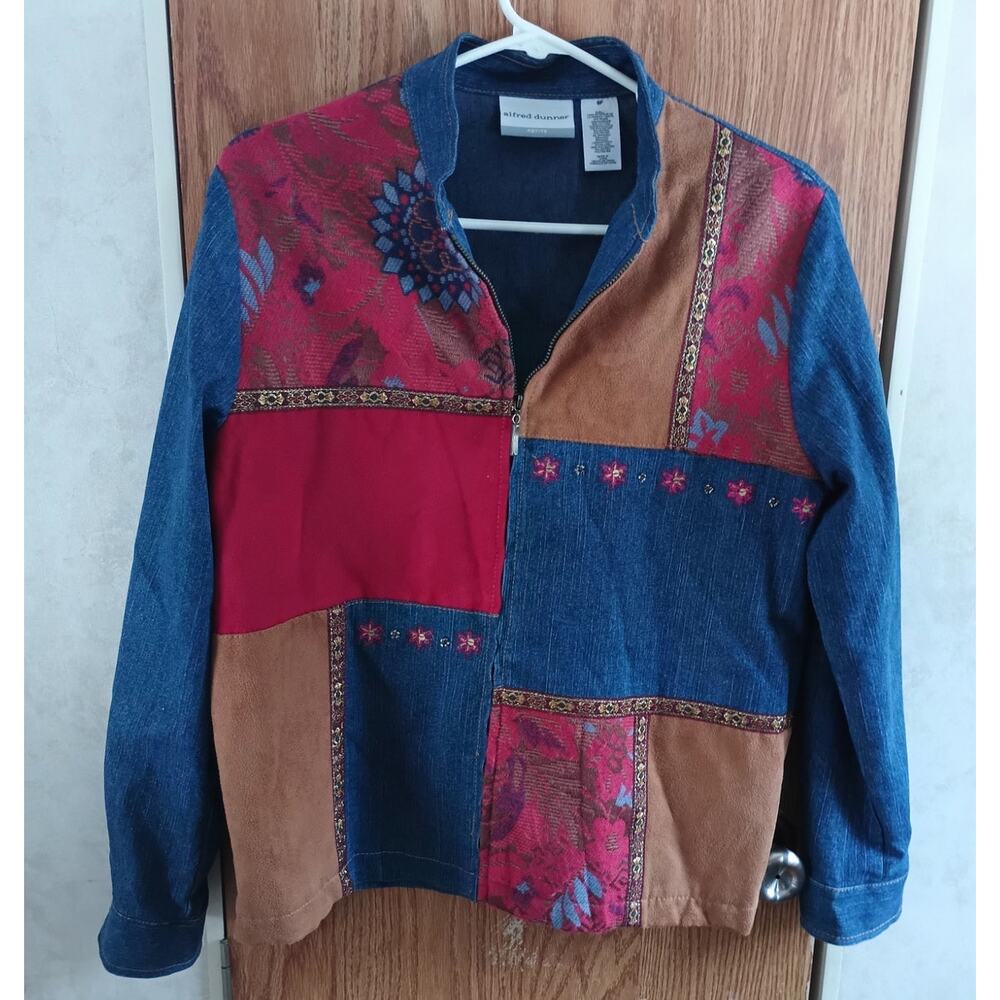 Alfred Dunner Patchwork Jacket Blazer Petite 6 Bo… - image 1